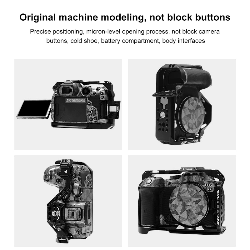 Cage de caméra vidéo PULUZ pour Canon EOS R7, cadre de Cage en alliage d'aluminium avec trous de vis 1/4 3/8