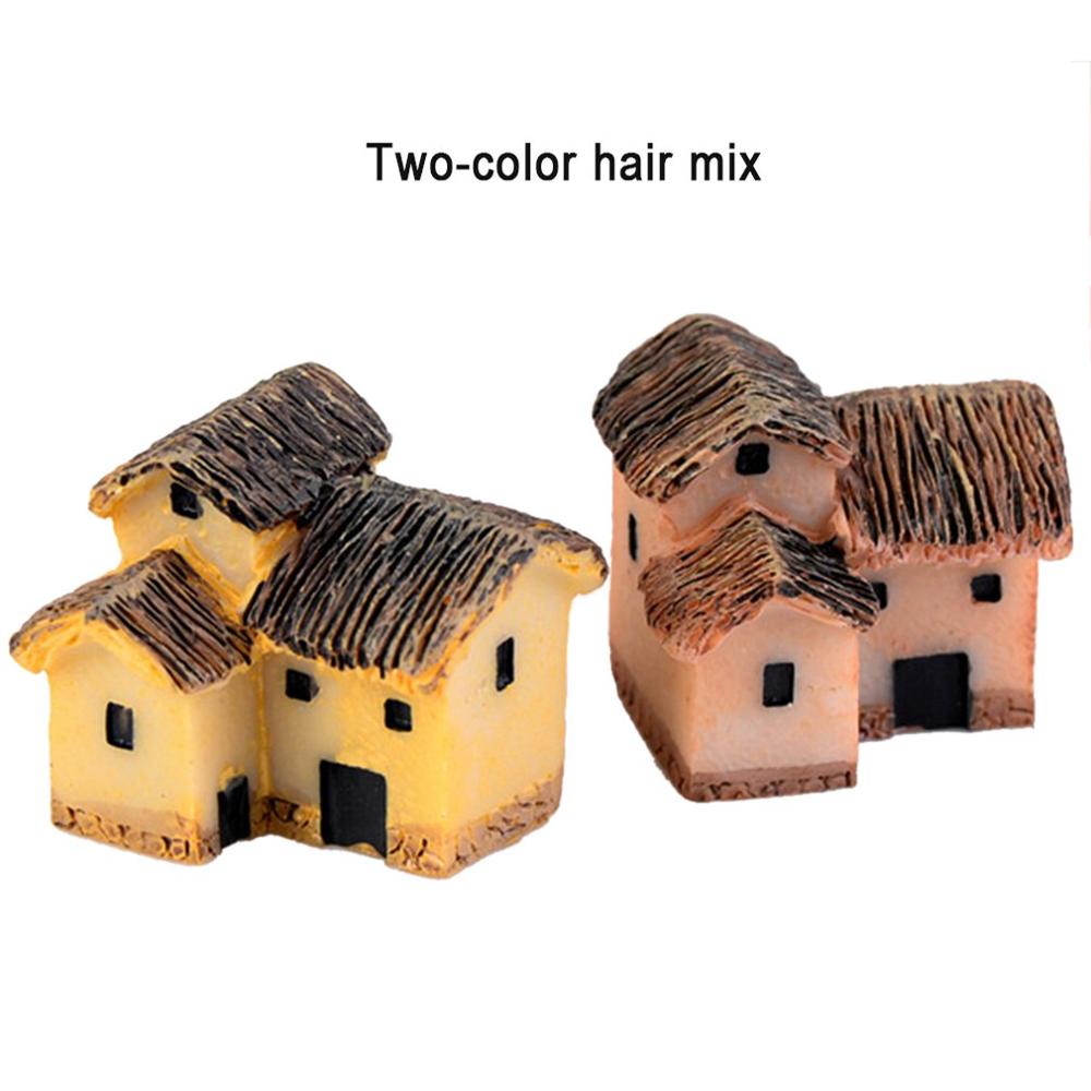 Sammaleen mikromaisemakoristelu olkikattoinen mökkitalo miniatyyri koristeellinen hartsi pientalon käsitöitä: Tummanharmaa