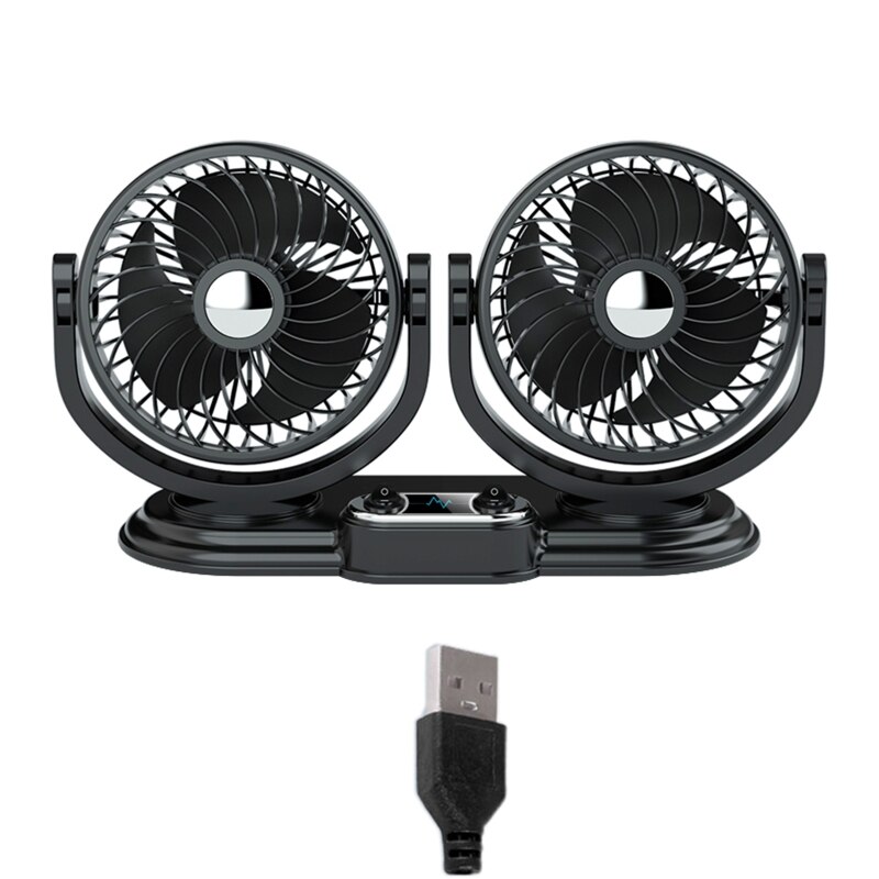 2022 5V 12V 24V Mini Dual Head Car USB Fan Low Noise For Air Vent Mounted Cooling Fan: USB5V