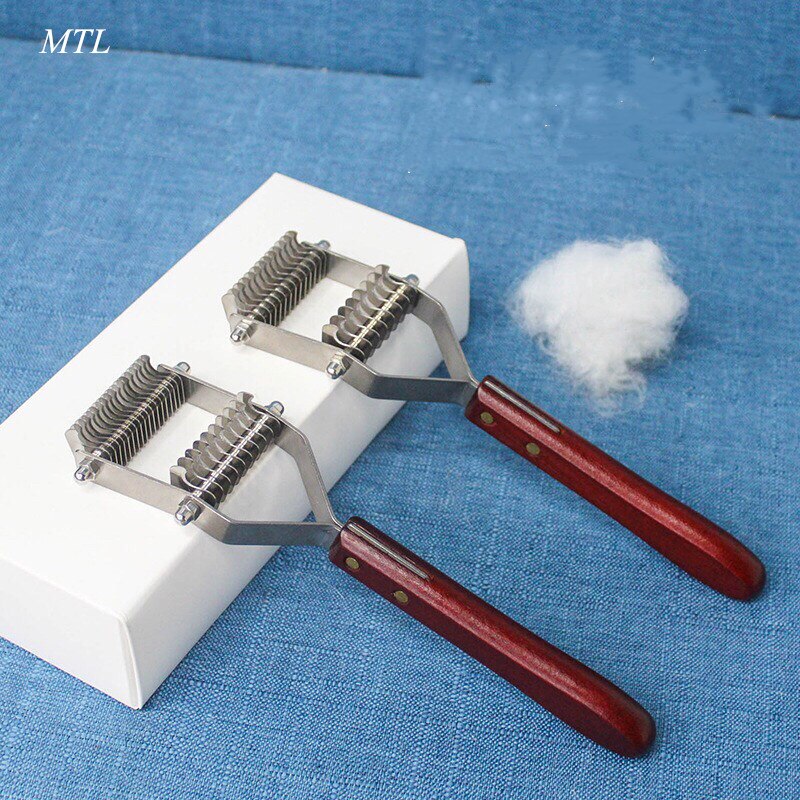 MTL-cepillo para perros y gatos, herramienta de desbarbado para el cuidado de mascotas, cepillos eliminación de pelo, rastrillo de Metal, cuidado de perros