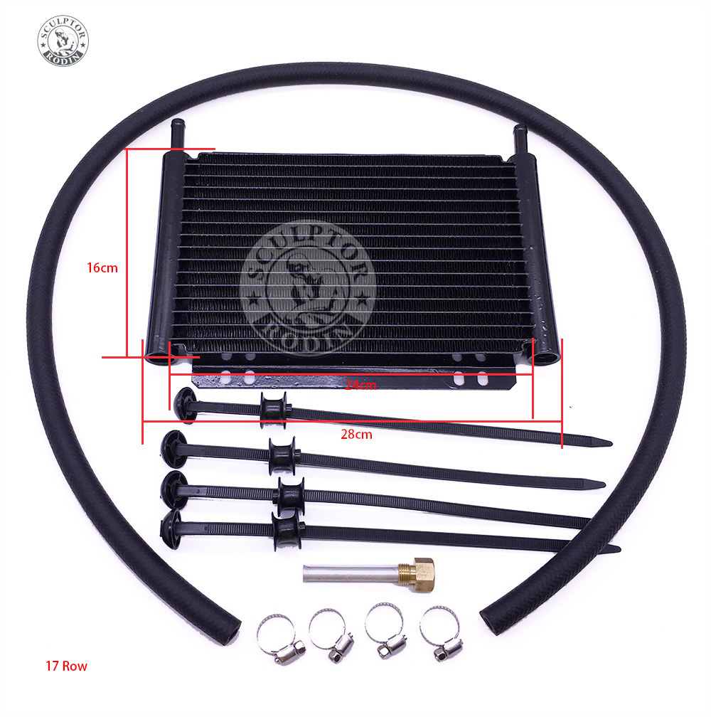 Oil Cooler Aluminum Transmission Oil Cooler Automatic Stacked Plate Oil Cooler Radiator 4 6 8 12 13Row 15Row 22Row: 17-Row Black