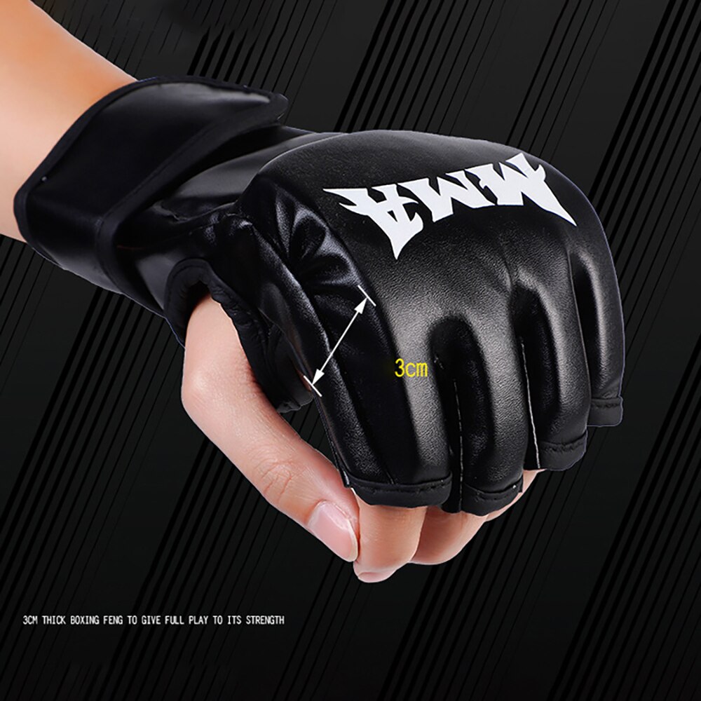 1 par tjocka boxningshandskar mma handskar halvfinger boxningssäck kickboxning muay thai vantar boxnings träningsutrustning