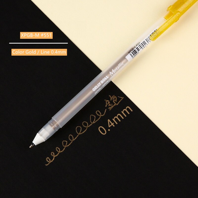 Sakura-rotulador de Color blanco, dorado y plateado, rotulador de pintura para dibujo, arte, papelería japonesa, suministros para oficina y escuela, H6499: Gold