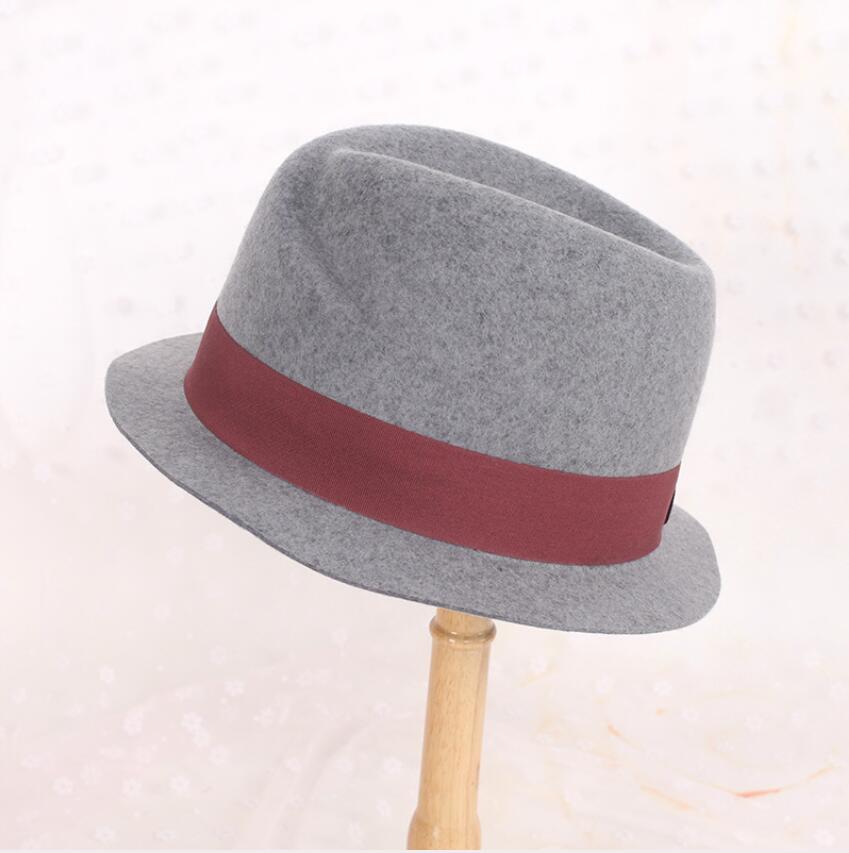 Sombrero Fedora con cinta de grogrén para mujer, gorro de lana 100% de , cálido, cómodo y fresco, varios colores,