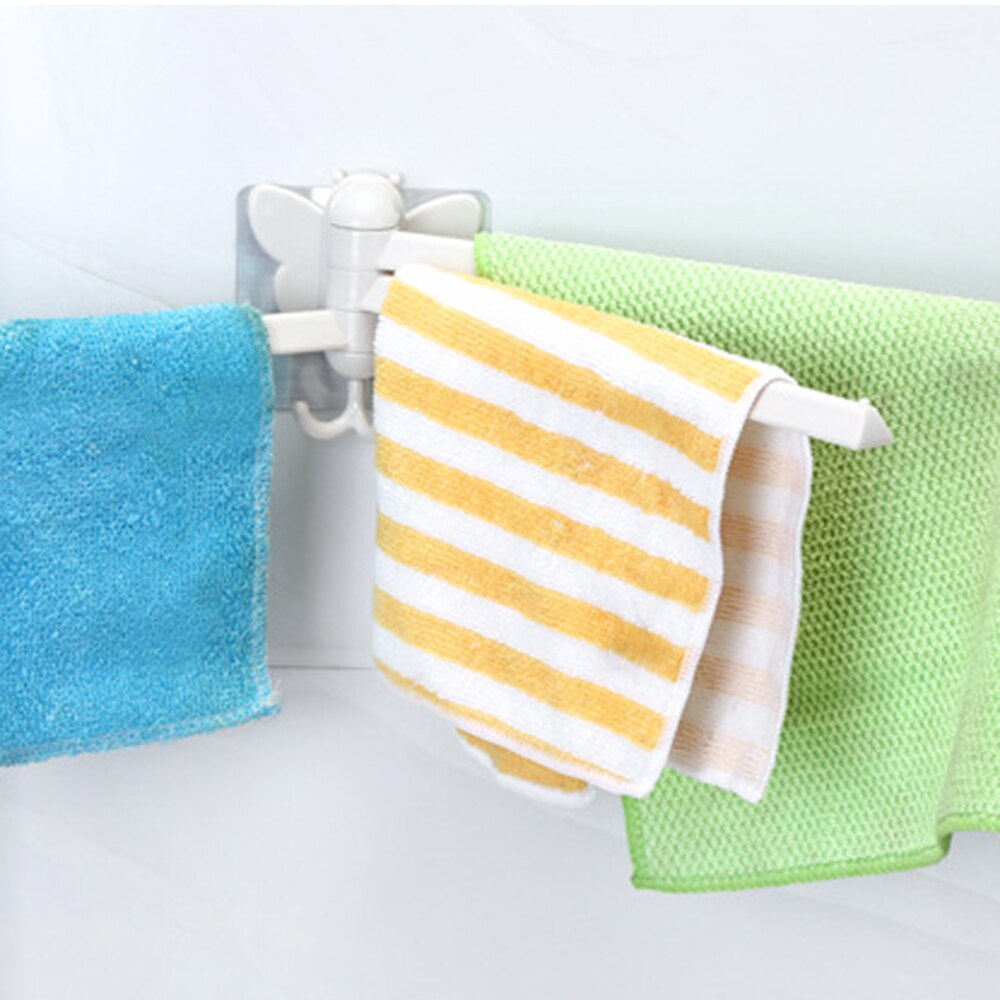 Creatieve Swivel Handdoekenrek Punch-Gratis Wandmontage Handdoek Opslag Houder Eenvoudige Installatie Boog Handdoek Stand Opvouwbare XHC88
