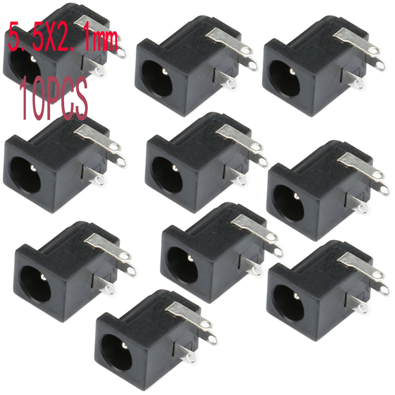 10Pcs DC 5.5x2.1mm 3.5x1.3mm 2.1 2.5 Connectors DC Power Plug Male Female Jack Socket Nut Panel Mount DC Power Adapter Connector: Brown