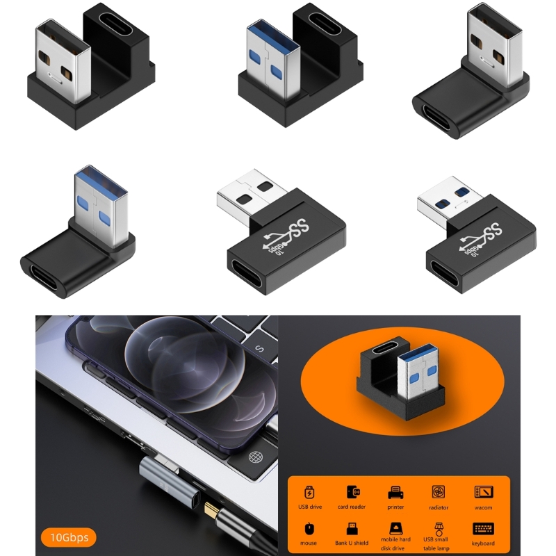 Usb 3.0 Mannelijk Naar Type C Vrouwelijke Adapterverlenging 90 Graden Haakse Extender
