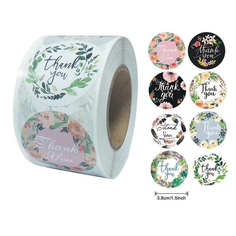 2 Roll 1.5 Inch Thank You Stickers Labels Roll 1000 Labels Thank You Stamp for Bags