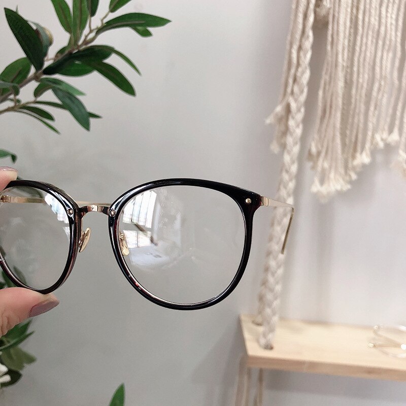Women Men Optical Glasses Frame Round Oversized Eyeglasses Frames Metal Spectacles Clear Lenses Glasses
