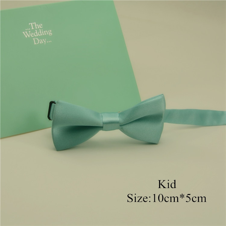 Nœud papillon pour hommes et enfants, couleur unie vert menthe, cravate de mouchoir ajustable, bleu vert, poche carrée