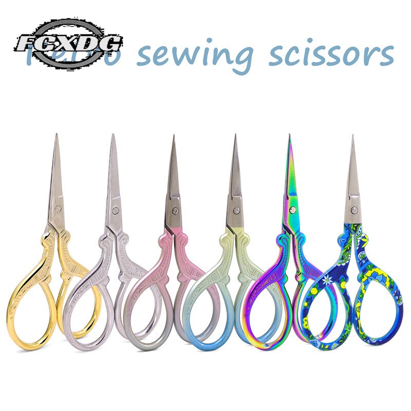 Sharp Stainless Steel Scissors Printing Pink Mini DIY Craft Scissors Fabric Cutting Sewing Scissors Office Supplies