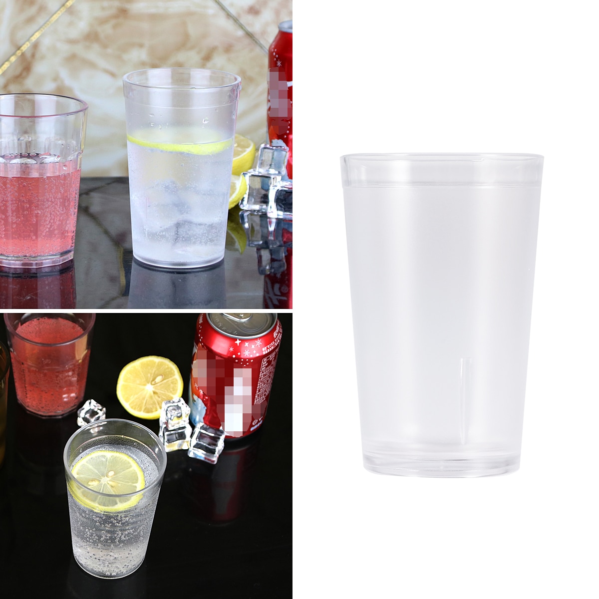 10 stk Akryl Kopper 230/290/480ml - Knusesikker Klar Plastikkkopp til Hjem, Hotell, restaurant, fest