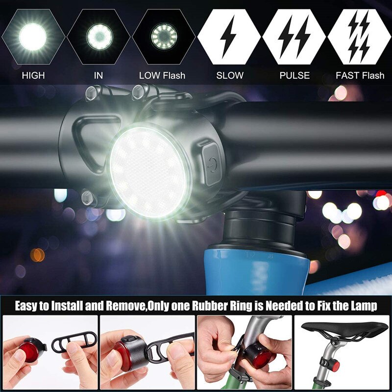 Luces traseras para bicicleta, miniluz LED para casco, luces para mochila, recargable vía Usb, IPX6, resistente al agua, luz de advertencia de seguridad,