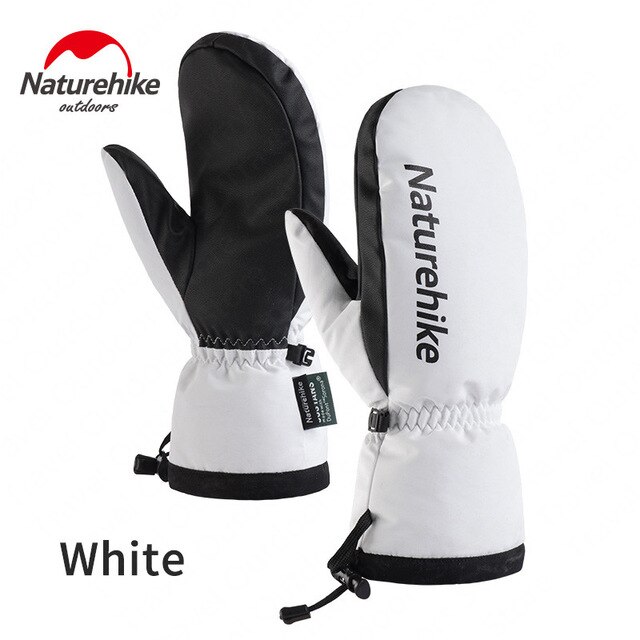 Naturehike skihandsker snowboard handsker ultralette vandtætte vinter sne varm fleece motorcykel snescooter ridehandsker: Hvid / L