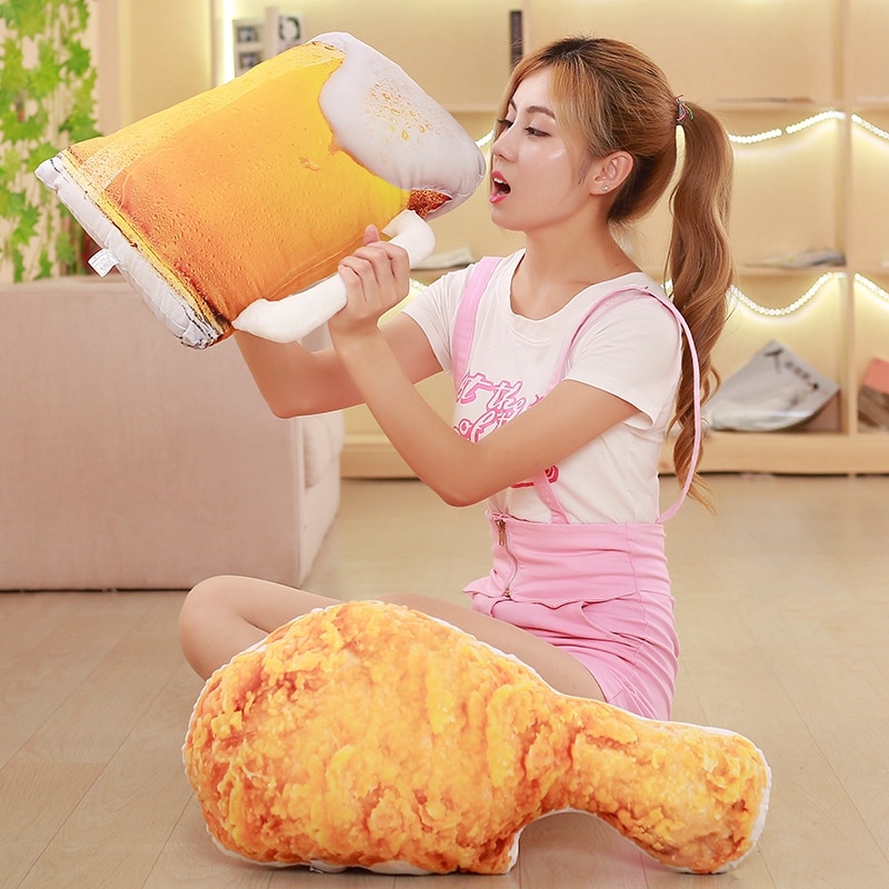 Cojines de comida de felpa para niños y niñas, almohada de felpa con , ideal para aperitivos, tartas, cerveza, café y baquetas