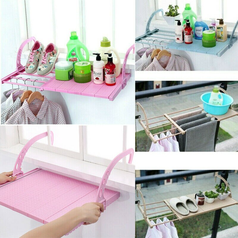 Multi-function Hanging Window Sill Drying Rack Easy Folding Drying Rack Balcony Retractable Drying Shoe Rack