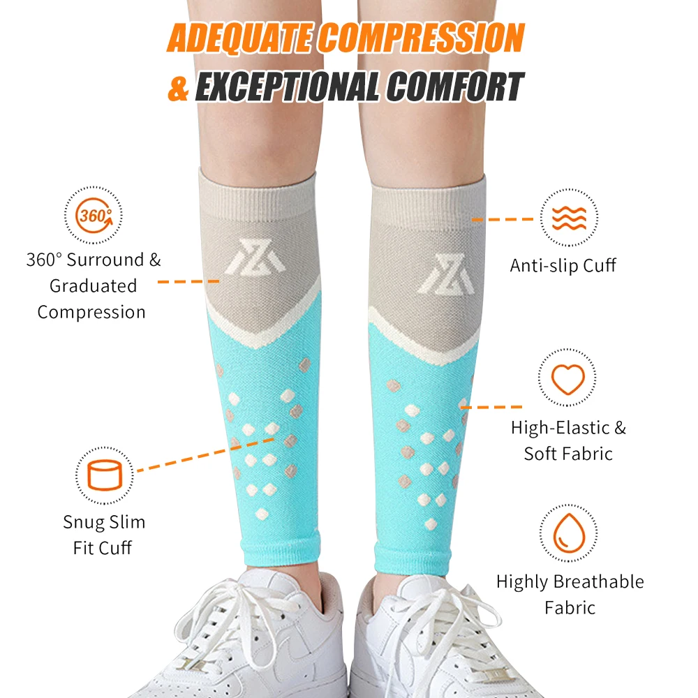 Manchons de compression de mollet pour hommes et femmes, manches de compression des jambes, chaussettes sans pieds, attelle de tibia et varices, 1 paire