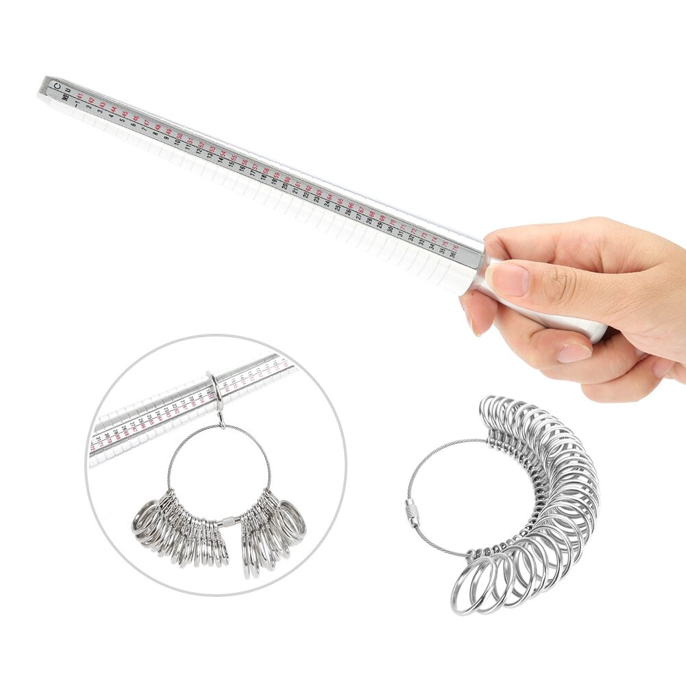 Standard Finger UK Ring Sizer Gauge / Ring Mandrel Sizing Measuring Stick Jewelry Size Metal Silver Measure Tool Equipments