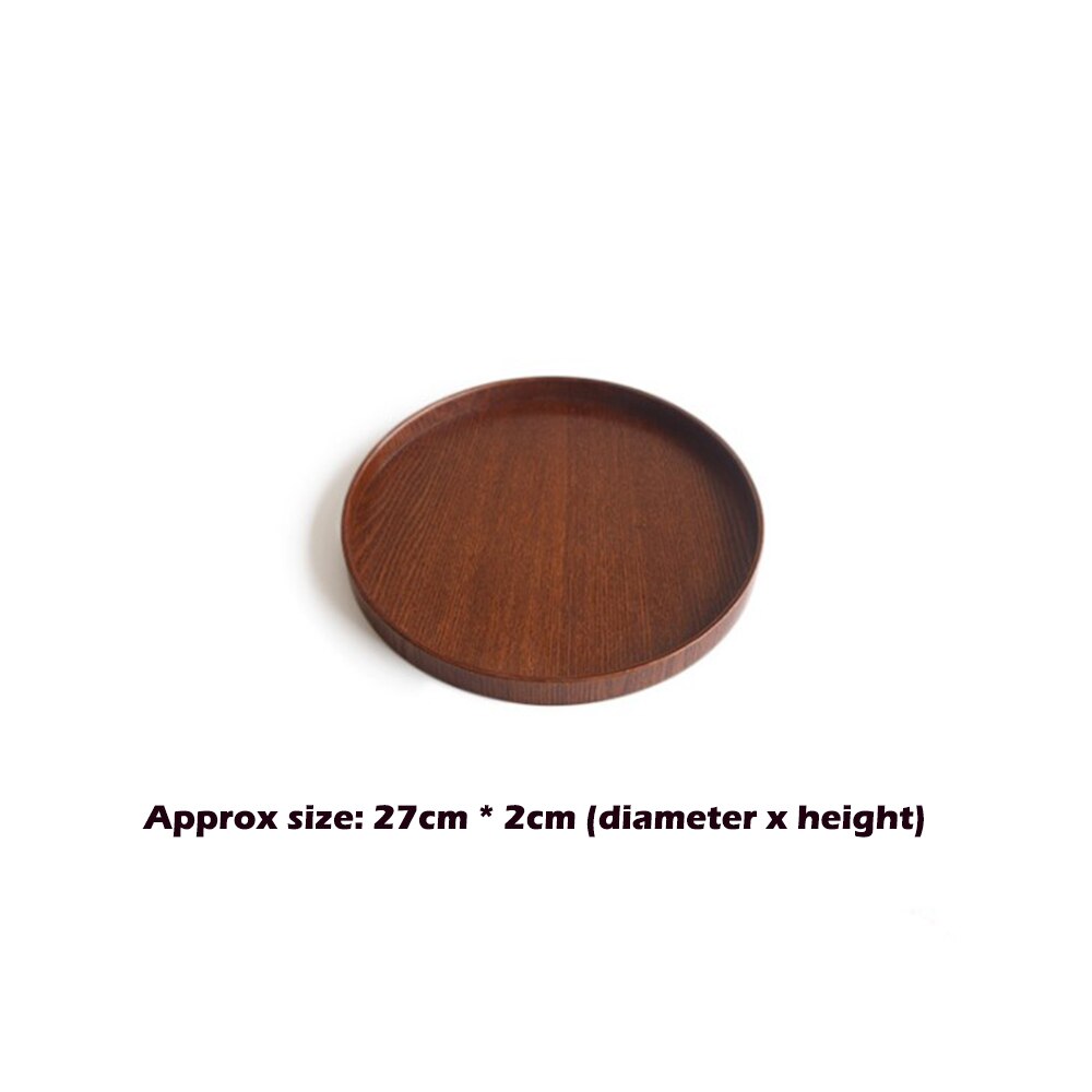 Home Decor Display Dish Round Fruit Desktop Holder Wooden Plate Storage Tray Food Keeper Dessert Kitchen Snack Restaurant Bar: 27cm x 2cm