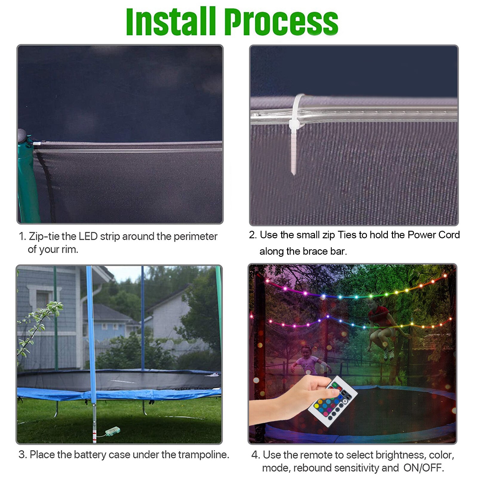 Trampoline Licht Afstandsbediening Trampoline Velg Led Licht 16 Kleurverandering Waterdichte Night Led Lamp Voor 12Ft 10Ft Trampoline