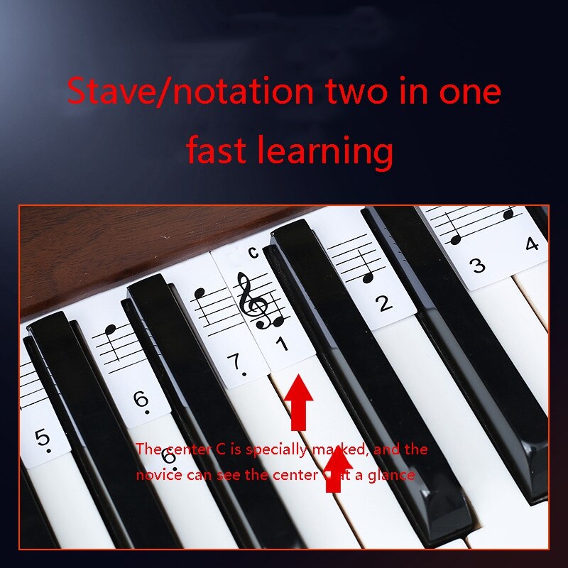 Piano Toetsenbord Stickers 88 Toetsen Elektronische Toetsenbord Stickers Voor Muziek Decal Label Note Leren Beginners Kids