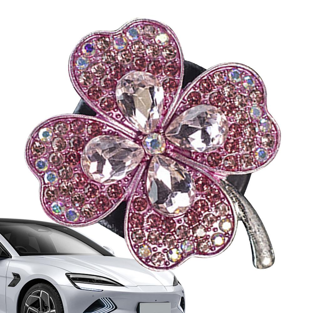 Car Vent Clips Alloy Four Leaf Clover Alloy Car Air Freshener Fragrance Decor Multifunctional Rotatable Car Interior Accessories: Red