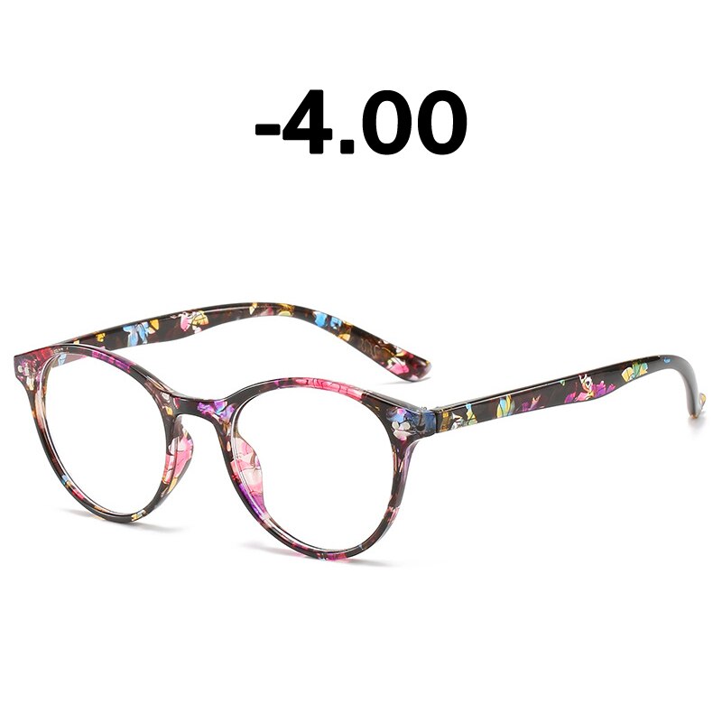 Elbru Afgewerkt Bijziendheid Bril Vrouwen 0-0.5 1.0 1.5 2.0 2.5 3 3.5 4 4.5 5.0 5.5 6 Retro bloemenprint Bijziendheid Optische Glazen Frame: Floral -4.00