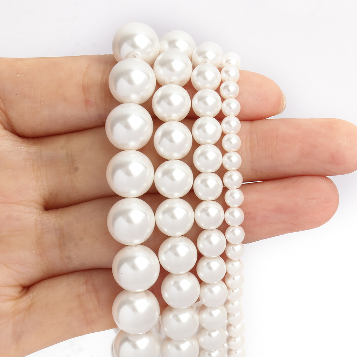 de cuentas de perlas de imitación de vidrio, cuentas espaciadoras de color rosa claro para fabricación de joyería, accesorios de pulsera Diy 4 6 8 10mm