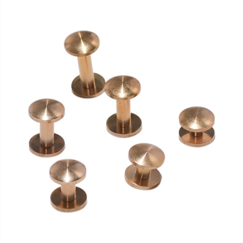 Solid Brass Arc Button Stud Screw Nail Rivet Back Belt for Sewing Handmade DIY Leather Accessories Material 4 6 8 10 12 15mm