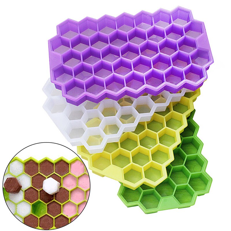 1Pcs 37 Kubussen Thuis Honingraat Vorm Silicone Ice Cube Tray Mold Opslag Container