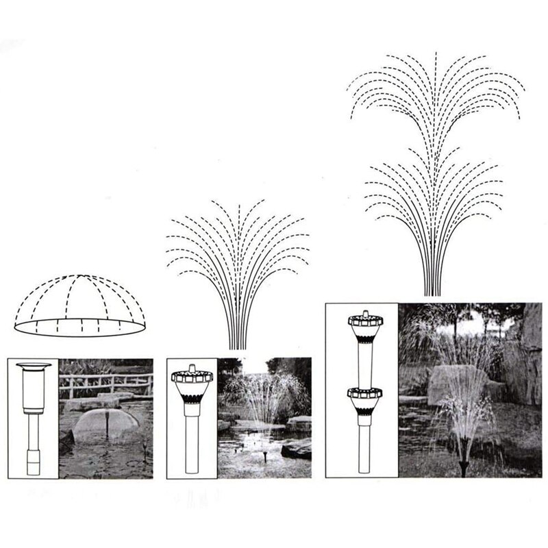 9Pcs Kleine Fontein Nozzle Kit Fontein Nozzle Heads Voor Vijver Fontein Dompelpomp Zwembad