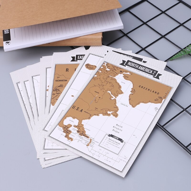 Diario Cuadernos para uso diario Mapa de rasguños ciudad Popular de viaje 8 mapas del mundo diario de viaje decoración personalizada Mapa de rasguños