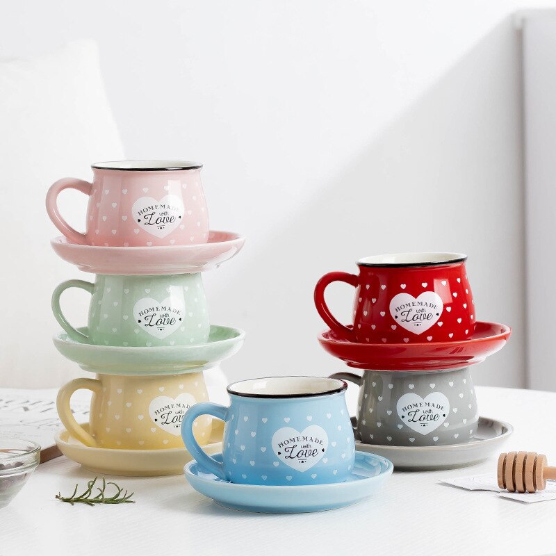 Ceramic Cup Coffee Mug Simple Modern Turkish Coffee Cups 6pcs Nordic Cartoons Tazas Cafe Cups and Saucers BE50MU