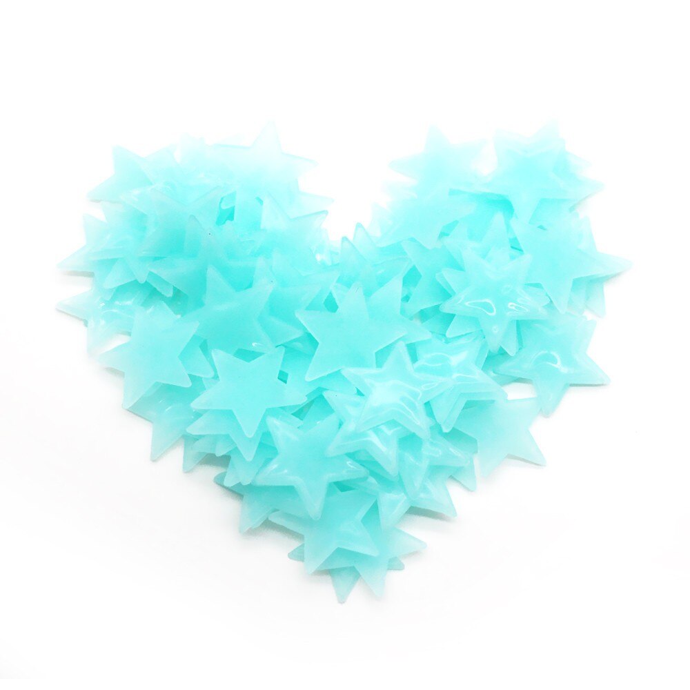 Pegatinas fluorescentes para habitación de niños, pegatinas de estrellas que brillan en la oscuridad, pegatinas luminosas para pared de color, 30 unidades: Blue 