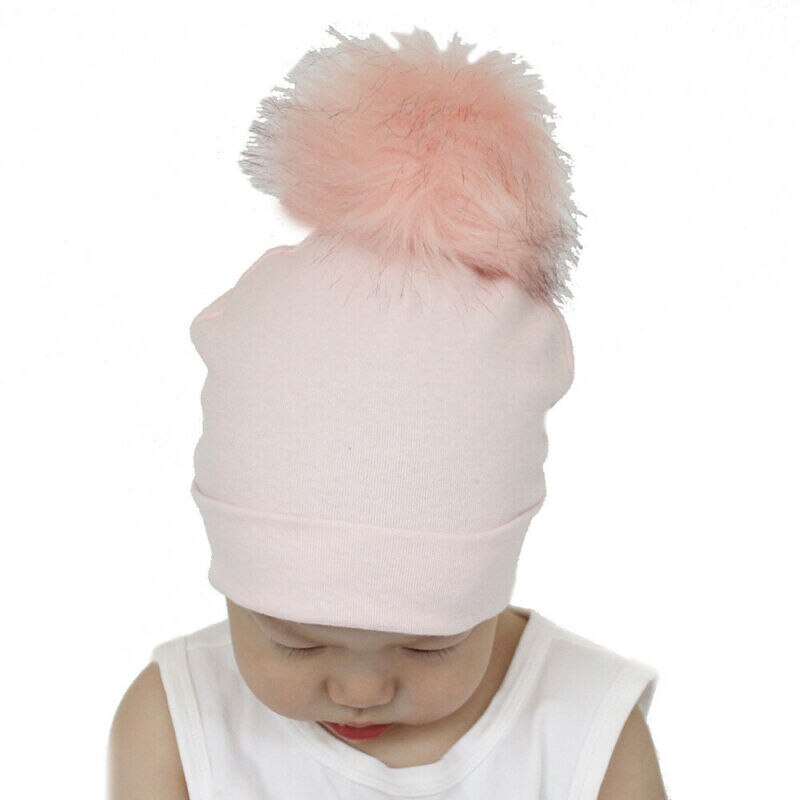 Babyaccessoires peutermeisje en -jongen baby baby winter warm gehaakt brei muts muts zacht effen muts pluizige pompon bal