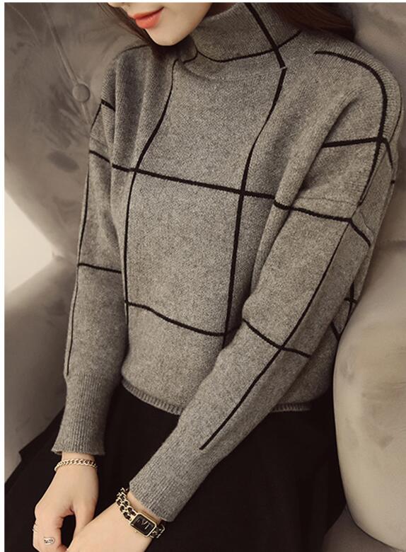 Pull à col roulé femmes pull Patchwork tenue décontracté ample Han édition épais à manches longues tricot vêtements Vestidos LXJ974: Gris