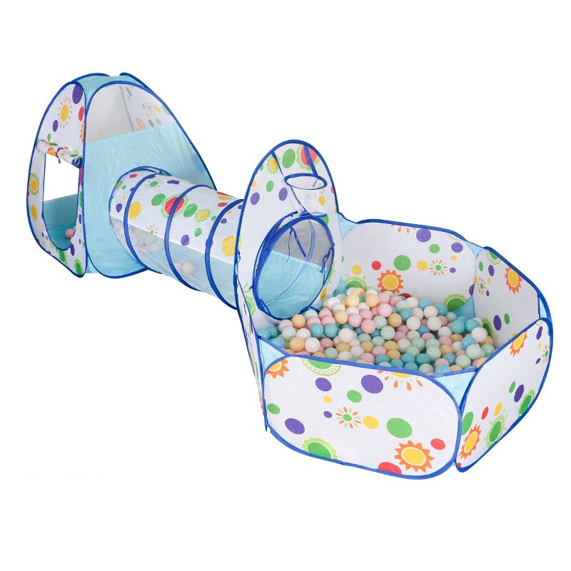 3 In 1 Spielen Zelt Baby Spielzeug Ball Pool für Kinder Kinder Ozean Bälle Pool Faltbare Kinder Spielen Zelt Laufstall tunnel Spielen Haus: Blue