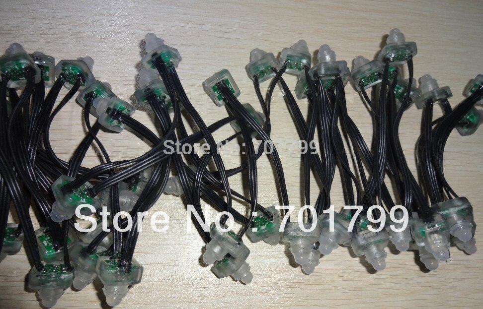 50pcs DC5V WS2811 LED pixel node,IP68 rated;all black wire,square type