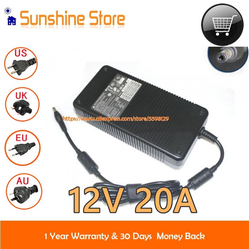 Echt 12V 20A Ac Adapter Voor Delta EADP-220AB B Voeding 341-0222-01 240W Dc adapter Computer Lader Laptop Voeding