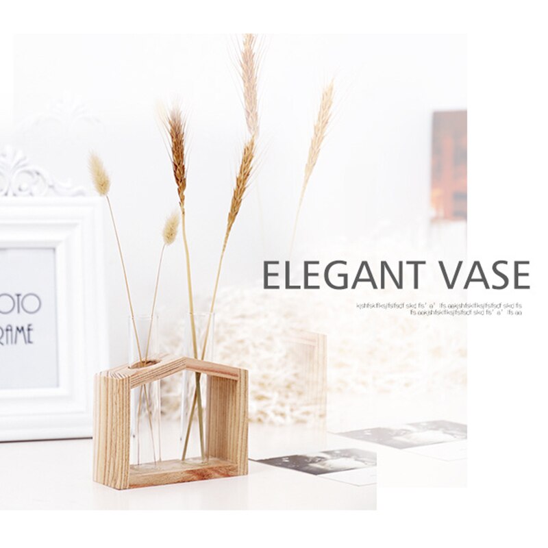Dekorative Hydrokultur Pflanzen Kristall Glas Reagenzglas Vase in Holz Stand Boden Töpfe für Hydrokultur Pflanzen Heimat Garten Dekor