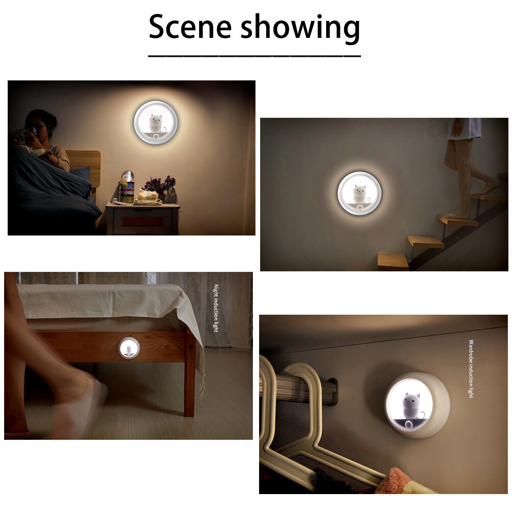 Nacht Licht Bewegung Sensor LED Lampe für freundlicher Hause Treppen Schrank Schlafzimmer Dekoration Nachtlicht Wc Beleuchtung USB Aufladbare