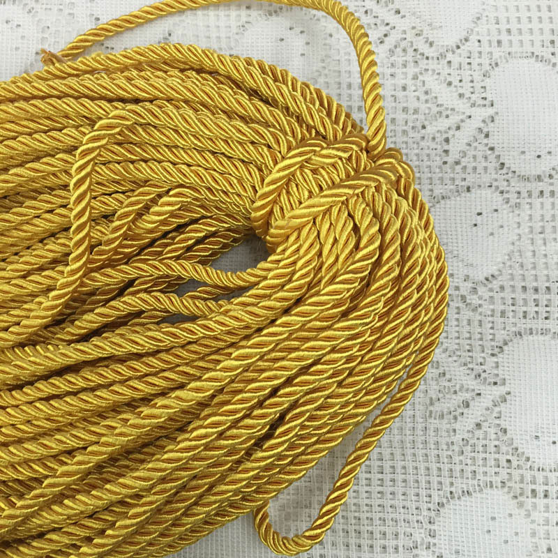 5mm 10m cabo torcido corda guarnição artesanato decorativo corda de náilon cordão artesanal para costura artesanato estofamento decoração de casa: Latão