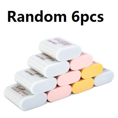 4Pcs 3Colors Soft 4B Rubber Erasers Students School Test Answer Card Pencil Eraser Homework Draw Art Class Wipe Clean Safe 7543: Random 6pcs