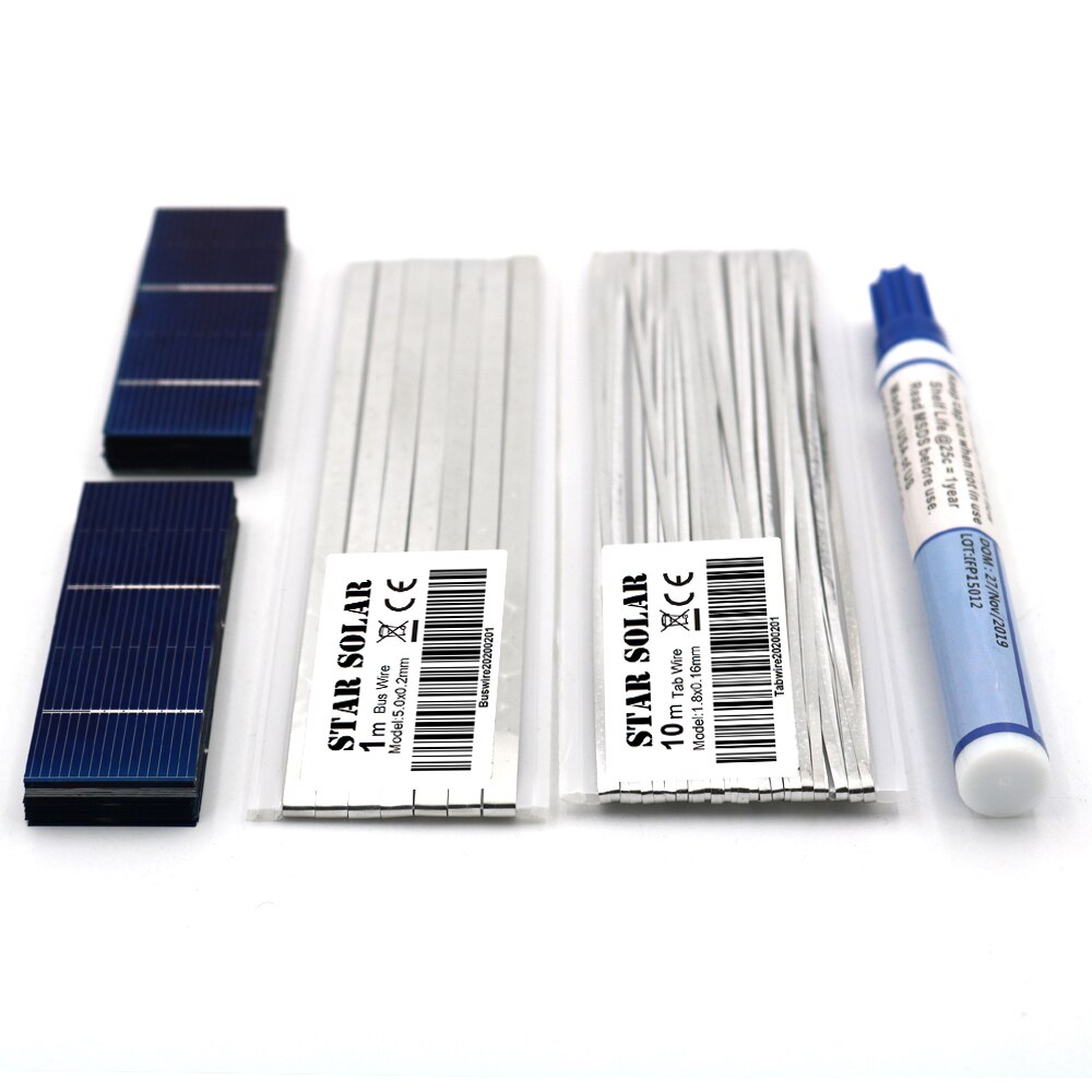 DIY Solar Panel 20 25 30 40 50 Watt 26 39 52 78 156 mm Charger Kit Polycrystall Solar Cell Tabbing Wire Busbar Flux Pen