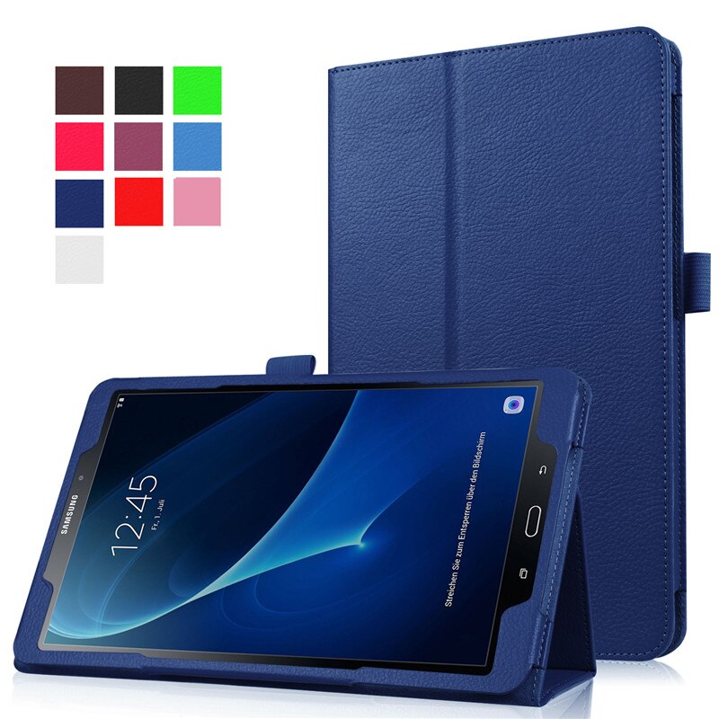 Etui na Tablet do Samsung Galaxy Tab A 10.1 2016 T580 T585 SM-T580 pokrywa Lichee styl skórzany składany stojak odwróć Tab A + film