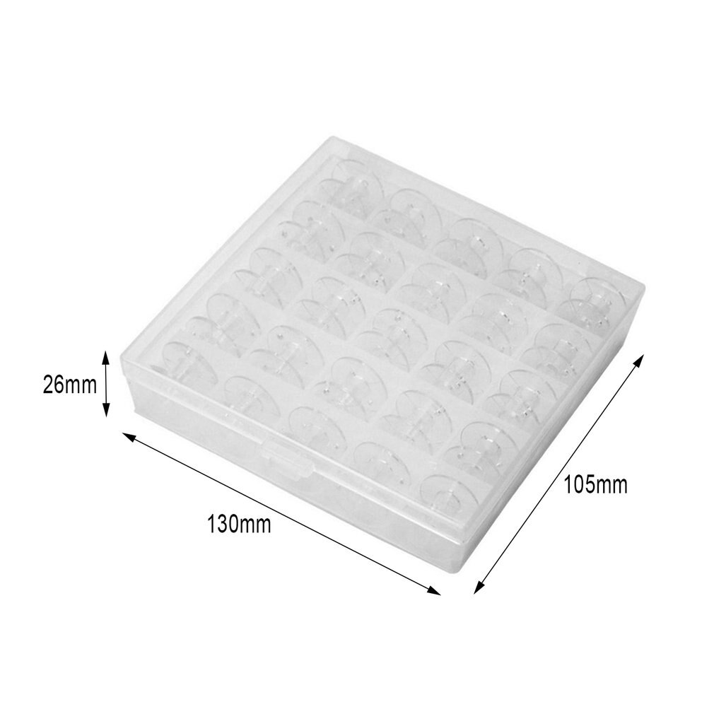 Transparent Clear Storage Empty Box 25 Grids Sewing Machine Thread Organizer with 25 Bobbins Tools