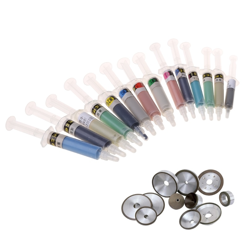 Pasta de pulido de diamante de 14 piezas, jeringas compuestas de 0,5 ~ 40 micras, herramientas abrasivas de pulido de Metal y vidrio