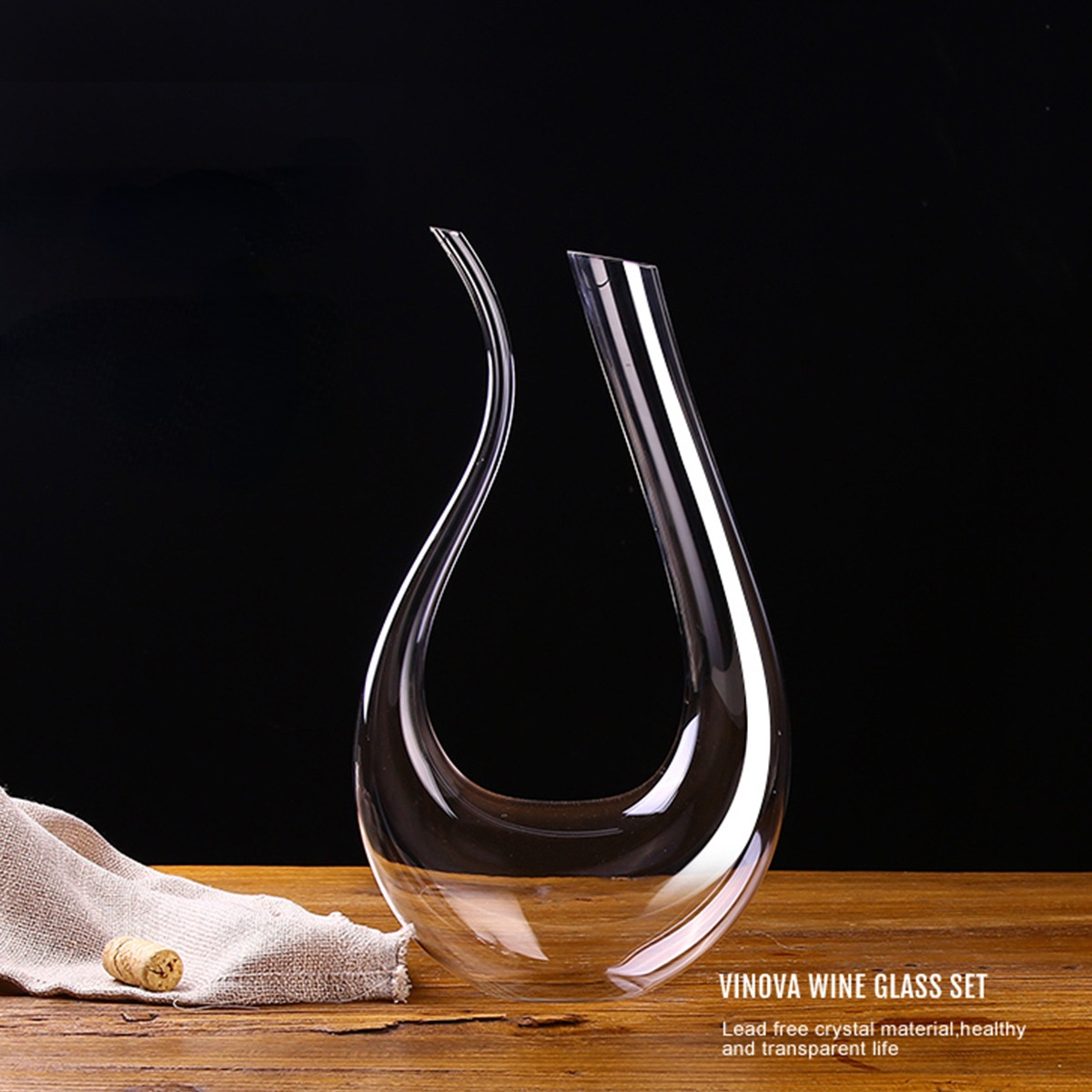 Crystal High Grade 1500ml Spiral 6-shaped Wine Decanter Box Harp Swan Decanter Wine Separator Decanter Set: U type 1000ml