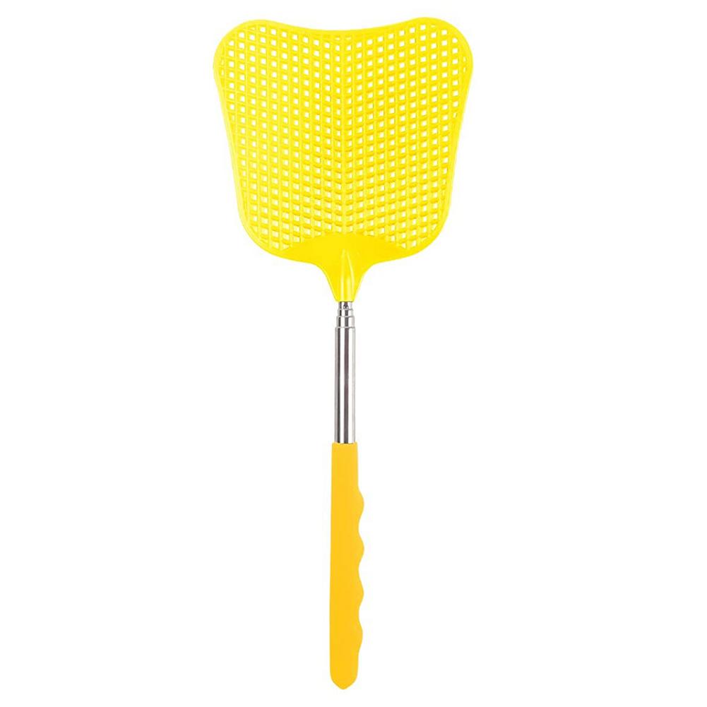 Extendable Fly Swatter, Durable Telescopic Plastic Fly Swatter Heavy Duty Set, Retractable Flyswatter With Long Handle: Yellow