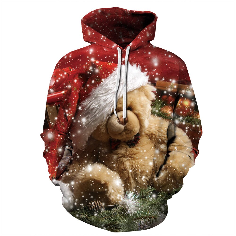 Vrouwen/Mannen Hoodie Sweatshirts Kerst Hoodies Vrouwen 3D Gedrukt Sportwear Hip Hop Hooded Trui Lange Mouwen Streetwear Trui: Xl